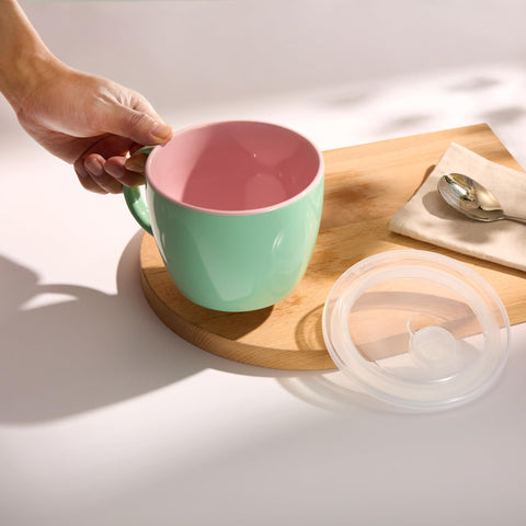 KooK mug steam-release vent keeps reheating safe and clean.