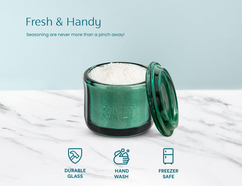 KooK clear glass lid keeps contents dry and easily identifiable.