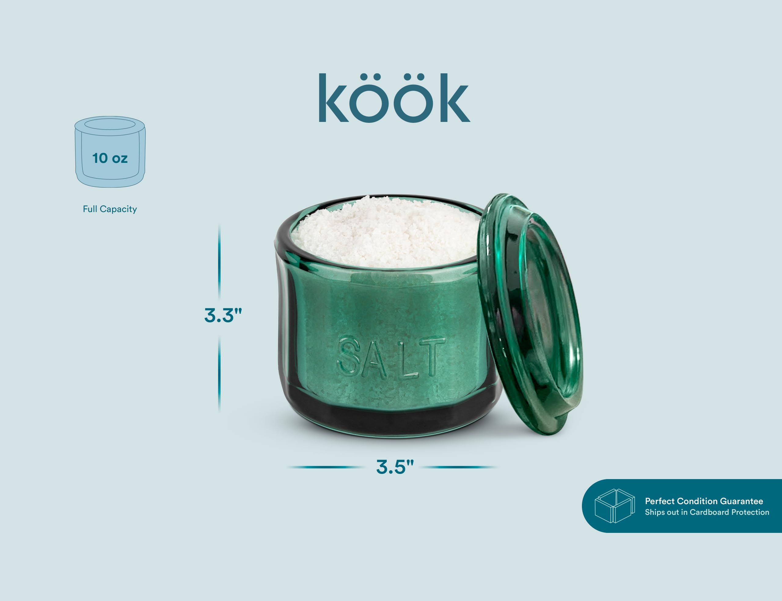 KooK emerald-green storage container blends style with practical kitchen organization.