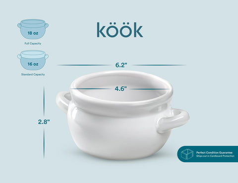 Dishwasher and microwave safe KooK crocks in white ceramic.