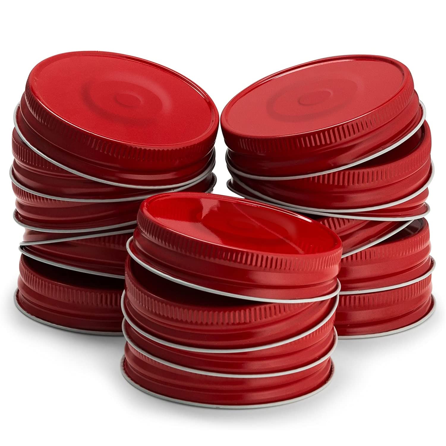 KooK mason jar lids for regular-mouth jars in red, airtight seal for freshness.