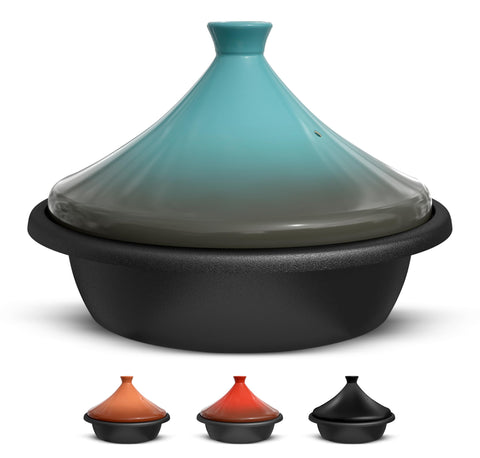 KooK Moroccan tagine pot in stone blue for even heat and rich stews.