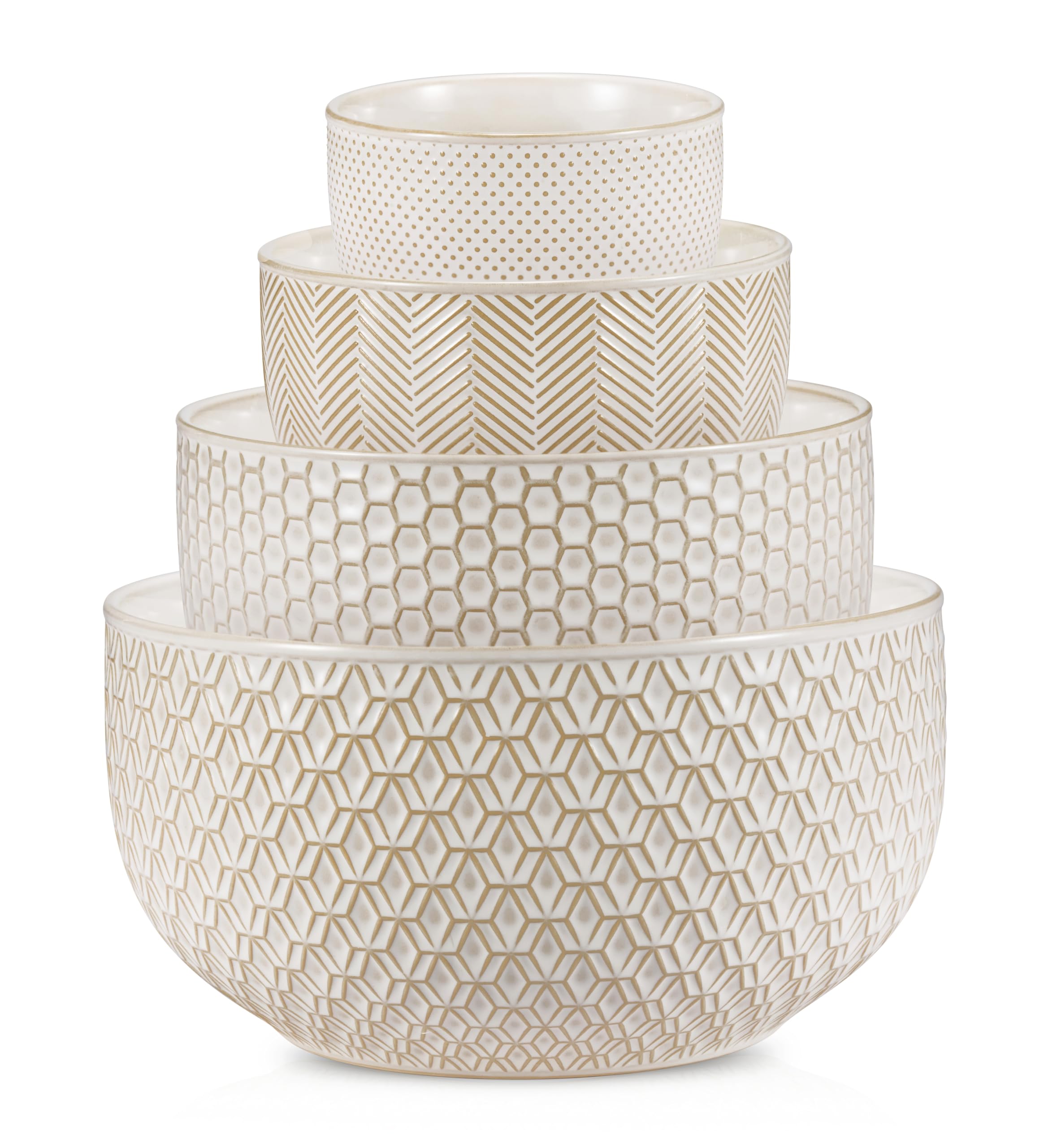 KooK Narbonne nesting bowls in ivory showcase space-saving design.