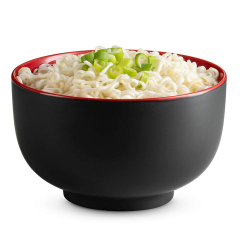 KooK ramen bowl exterior is black with colorful interior and a matte finish.