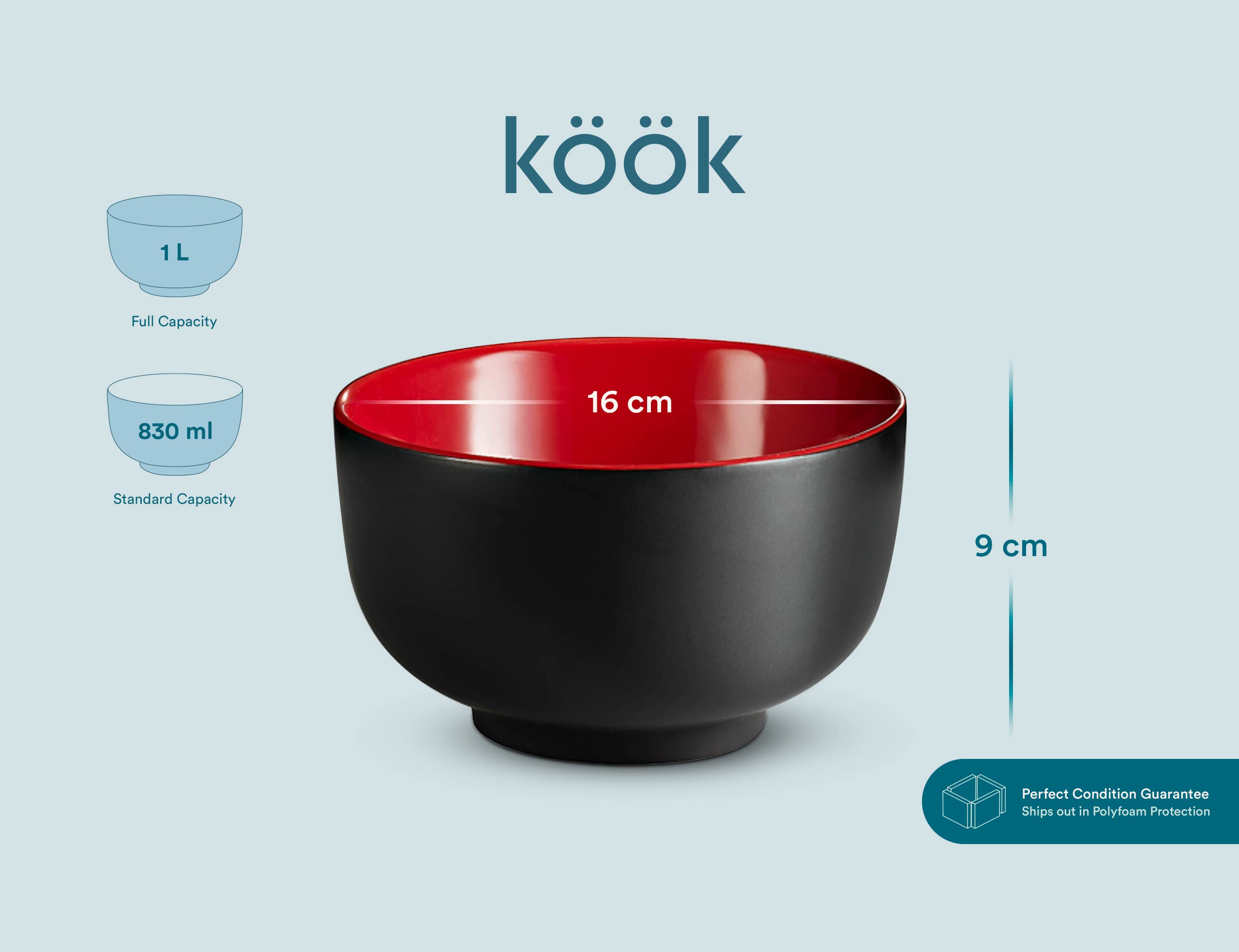KooK ceramic is odor and stain resistant for easy cleanup.