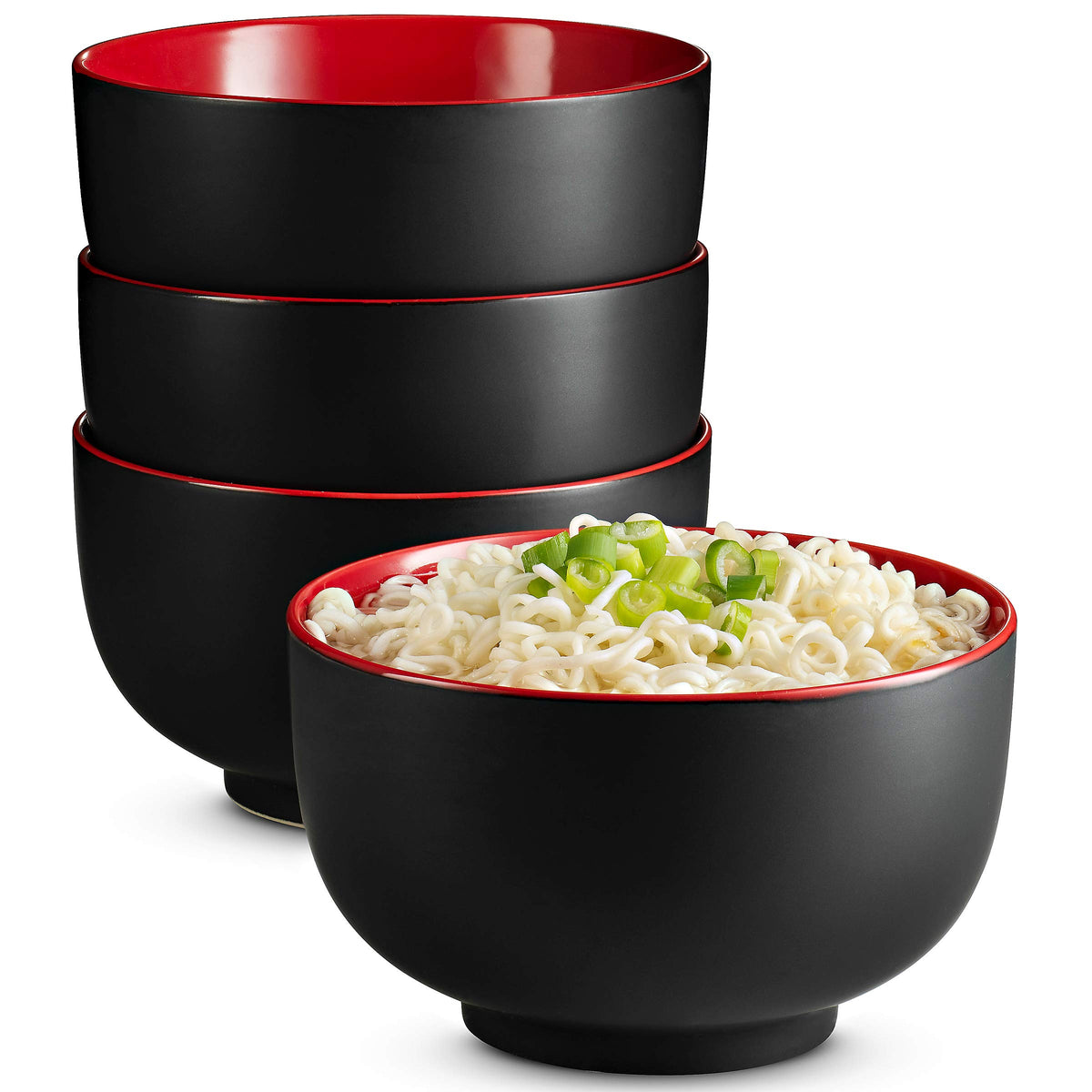 KooK ramen bowl set of 4 with deep 34 oz capacity for generous servings.