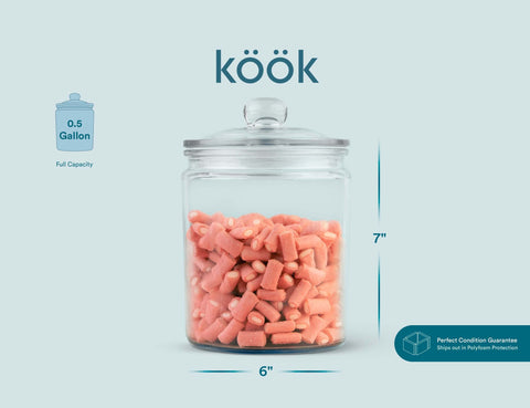 KooK set of 2 glass canisters for pantry organization.
