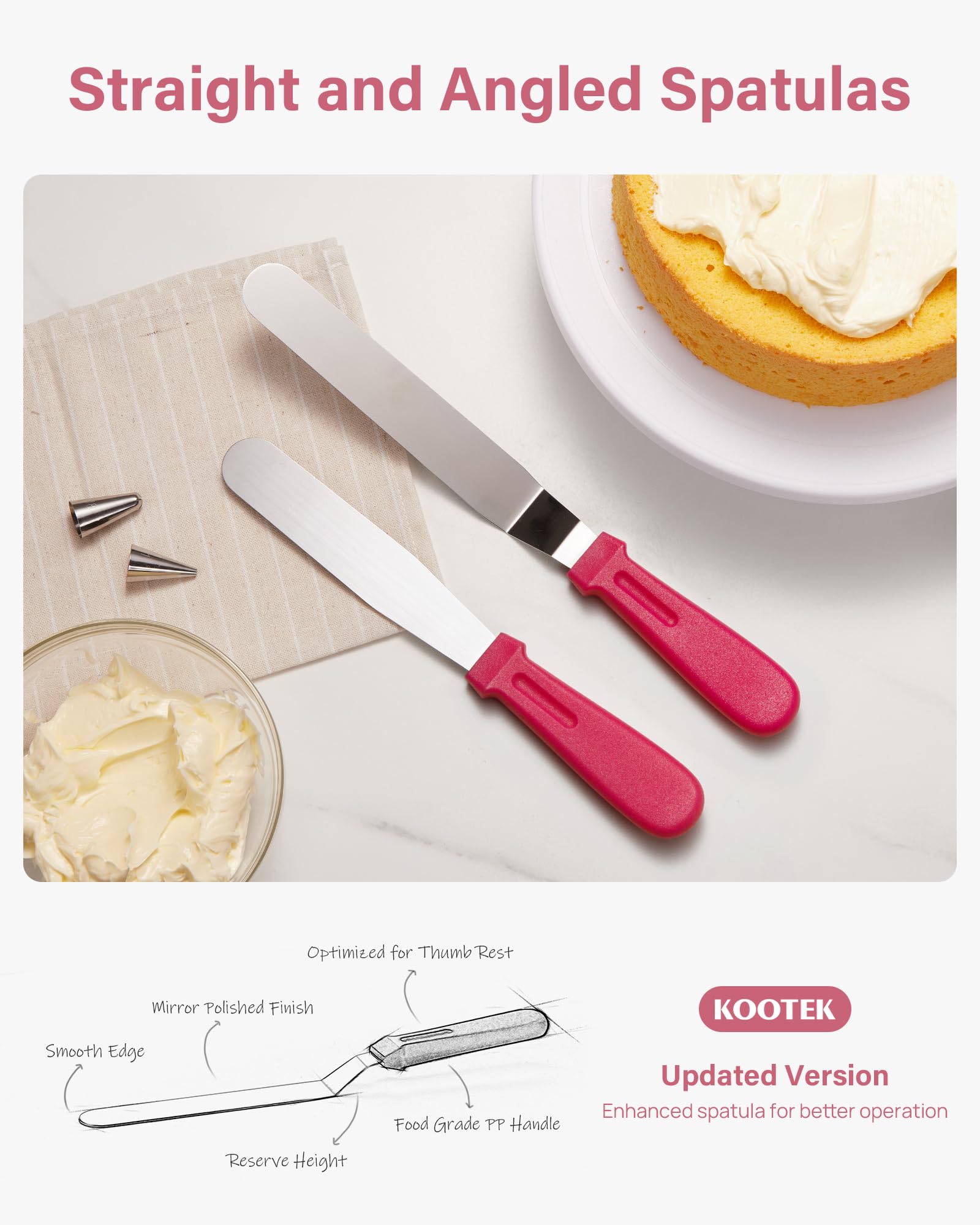Kootek 230pcs pastry bags provide clean icing control and easy changes.