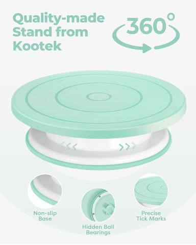 Kootek 360-degree cake turntable with smooth spins.