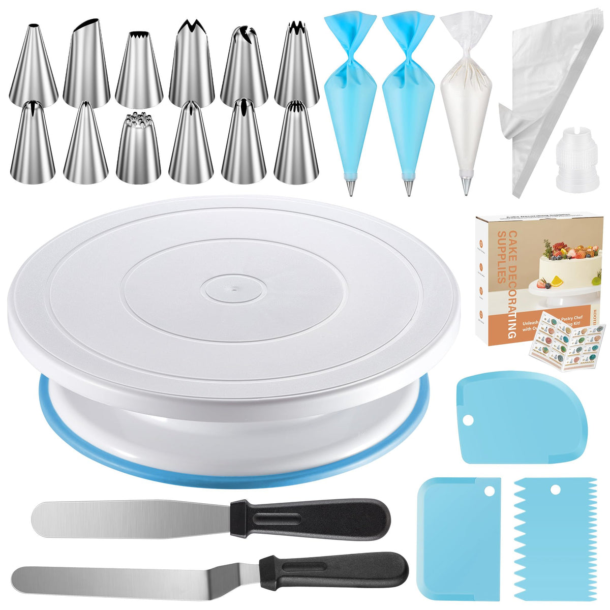 Kootek cake turntable enables smooth, even icing patterns.
