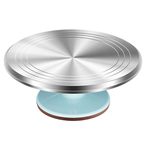 Kootek 12-inch aluminium revolving cake stand with a stable base for precise decorating.