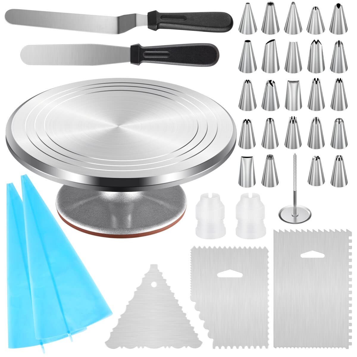 Kootek aluminium cake turntable with non-slip base for stable decorating