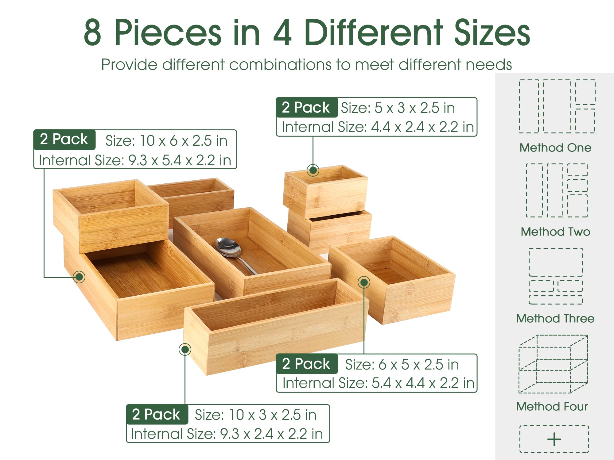 Kootek bamboo divider-4-sizes enables custom layouts for any drawer.