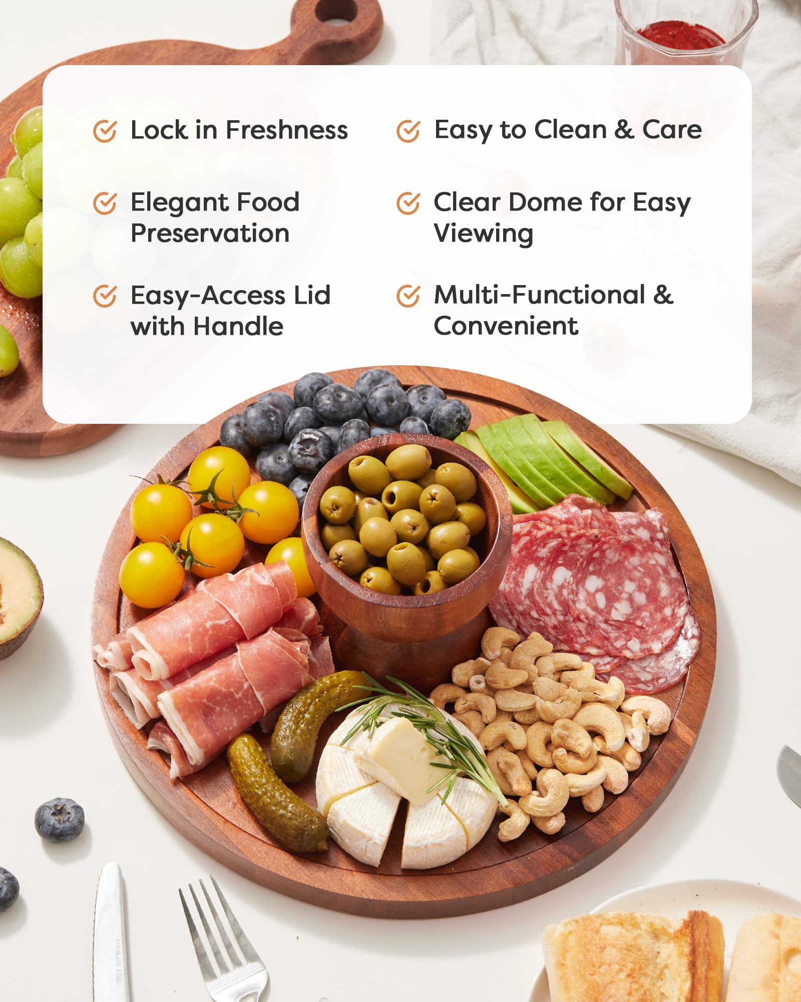 Kootek polystyrene dome lid preserves freshness and protects desserts