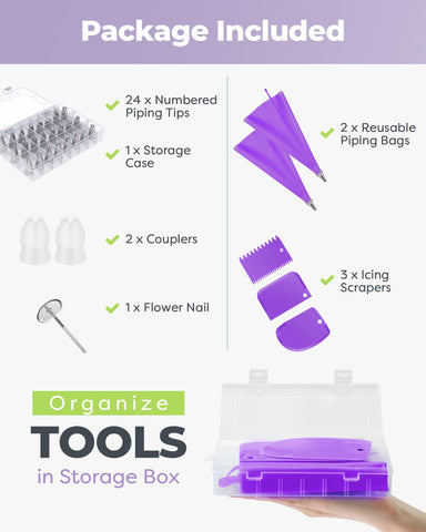 Kootek flower nail and scrapers for professional cake edges.
