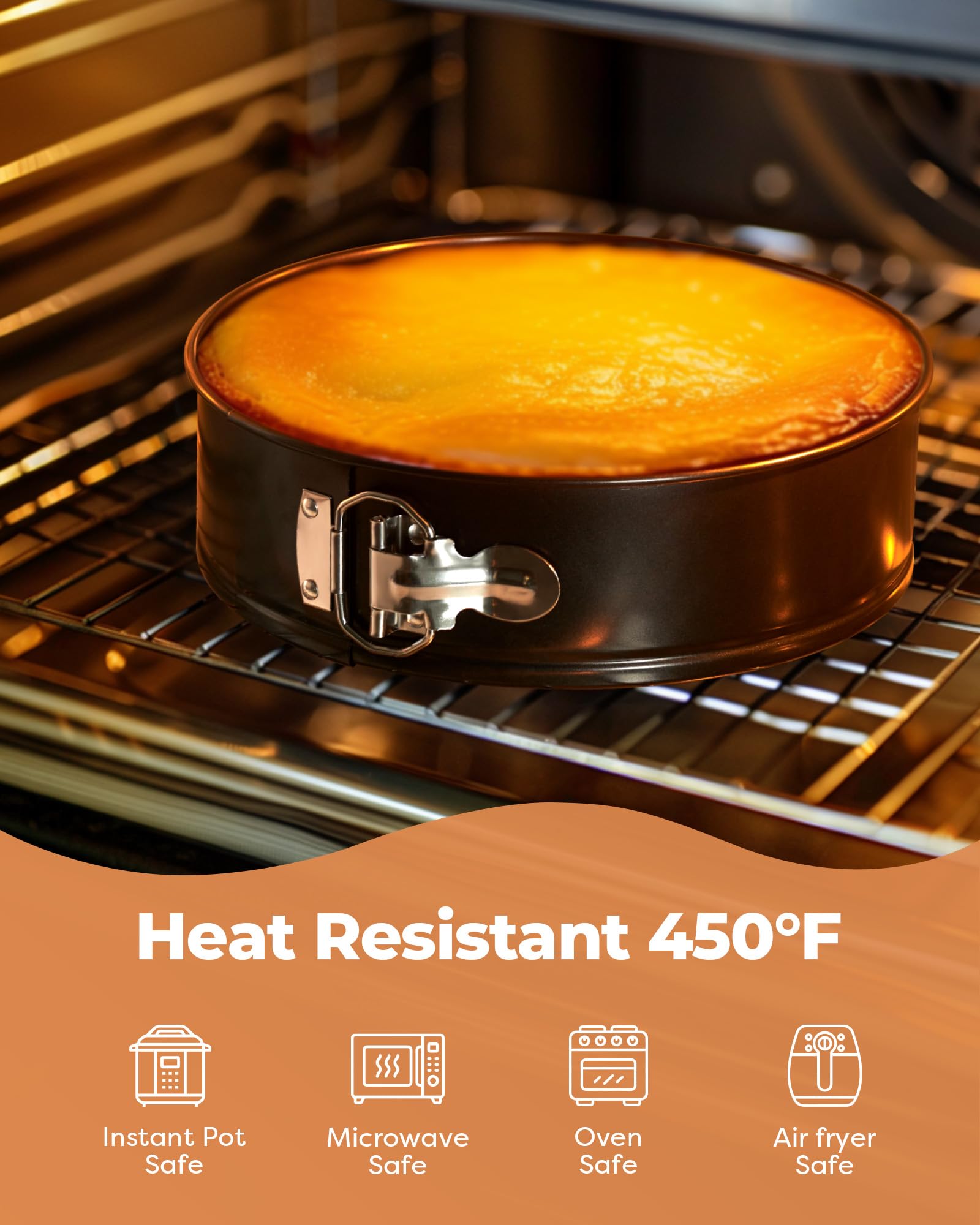 Kootek nonstick coating ensures smooth cake release and cleanup.