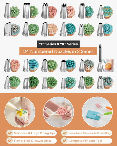 Kootek pastry bags, disposable and reusable, for frosting prep and cleanup