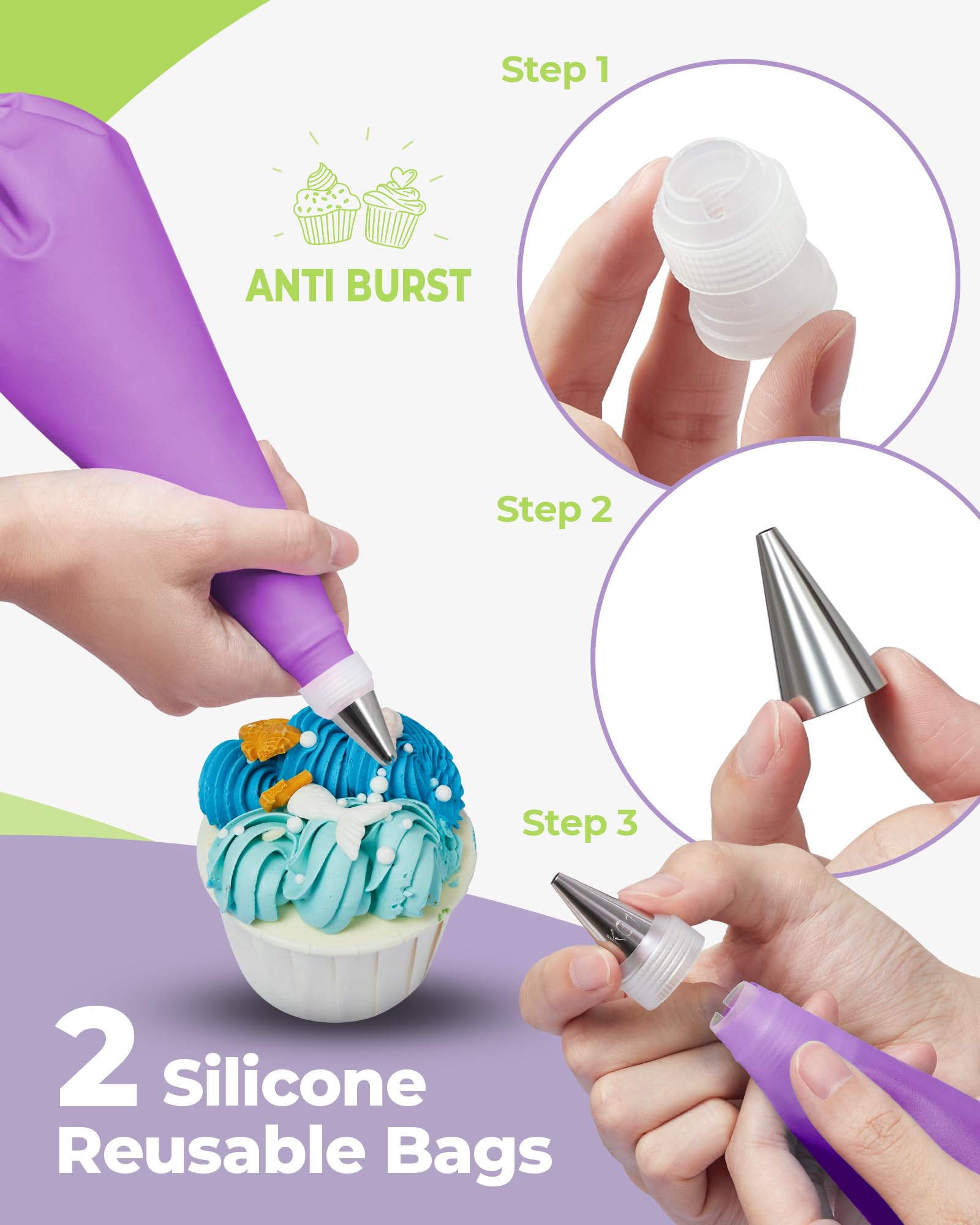Kootek two converters switch tips quickly for efficient decorating.