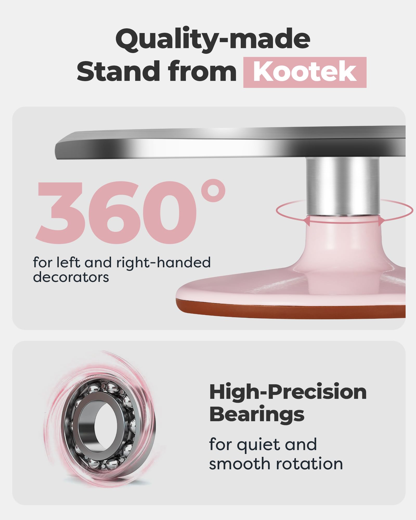 Kootek smooth 360-degree rotation cake turntable, easy access from all sides.