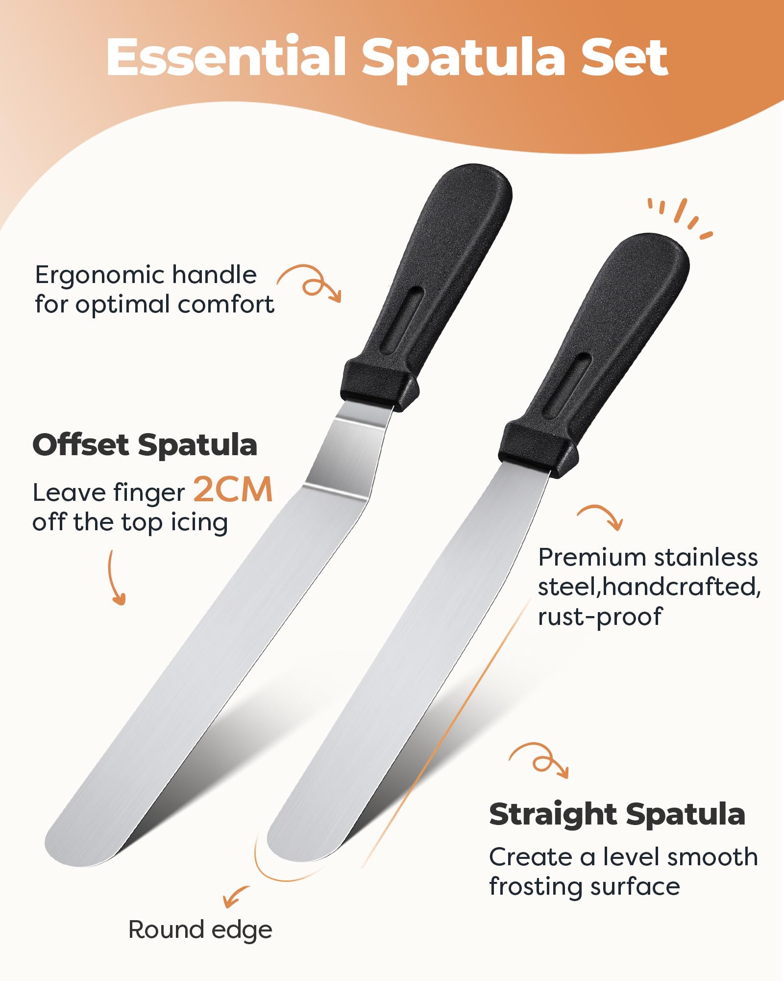 Kootek stainless steel frosting spatula set for precise finishing