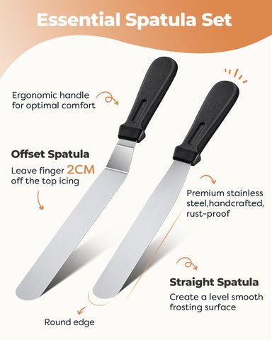 Kootek stainless steel frosting spatula set for precise finishing
