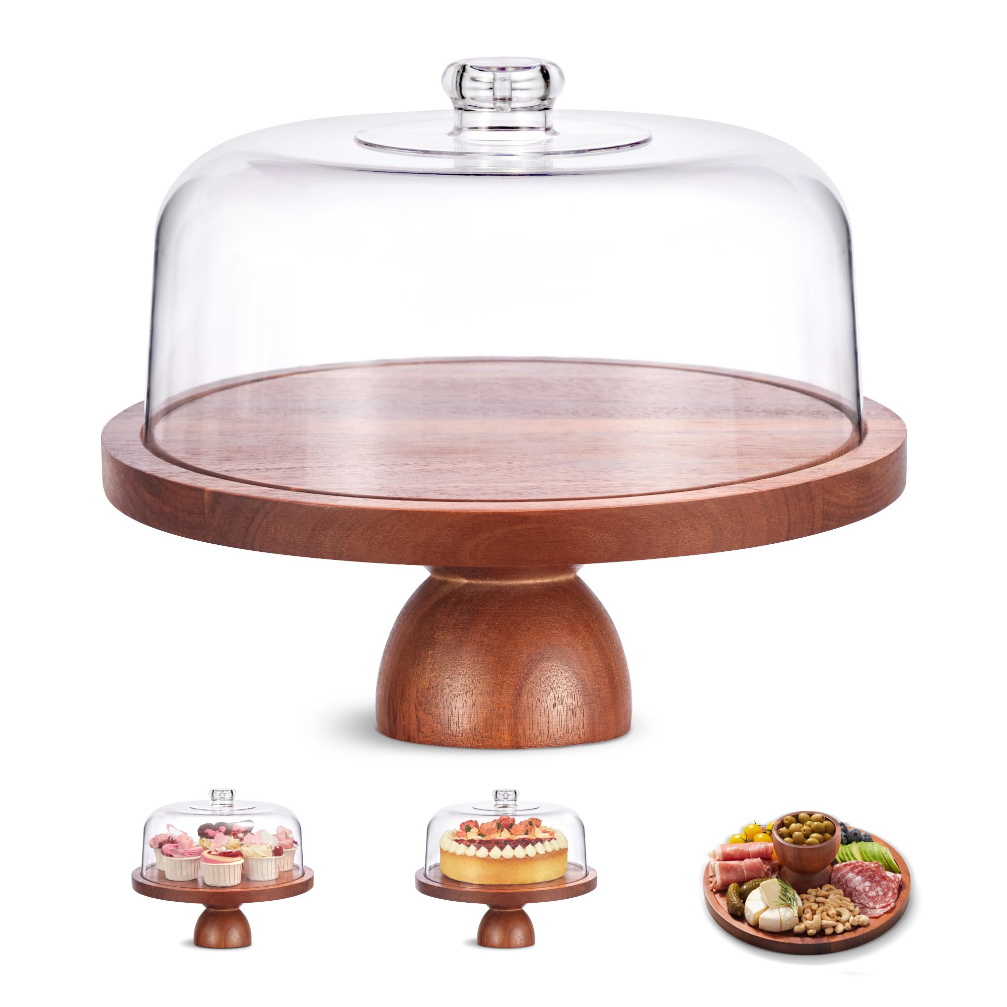Kootek wood cake stand with lid for elegant wedding dessert display