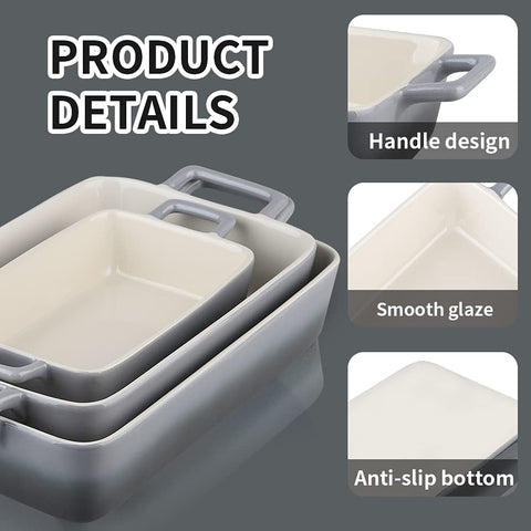 KOOV gradient gray ceramic rectangle pans for even baking and easy cleanup