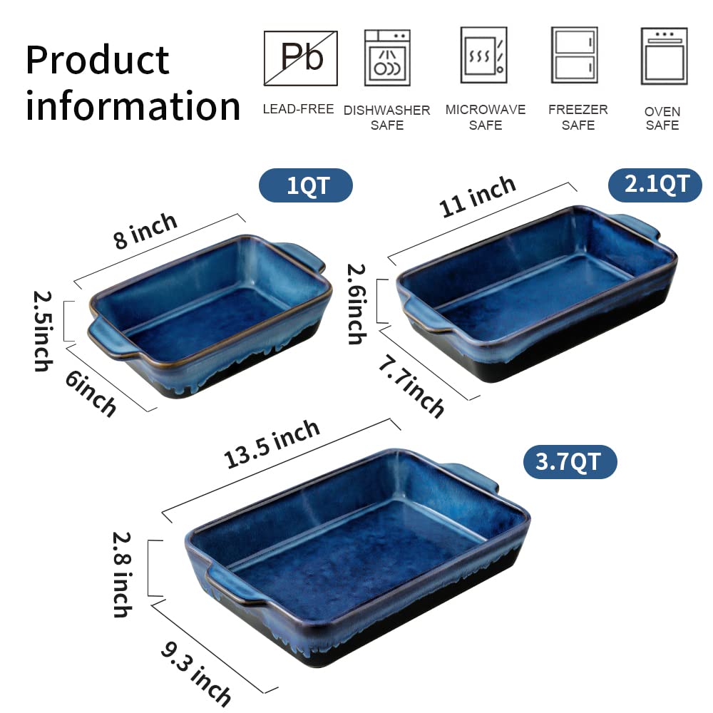 KOOV bakeware set 8x6 Nebula Blue rectangle dish, compact and great for reheating portions.