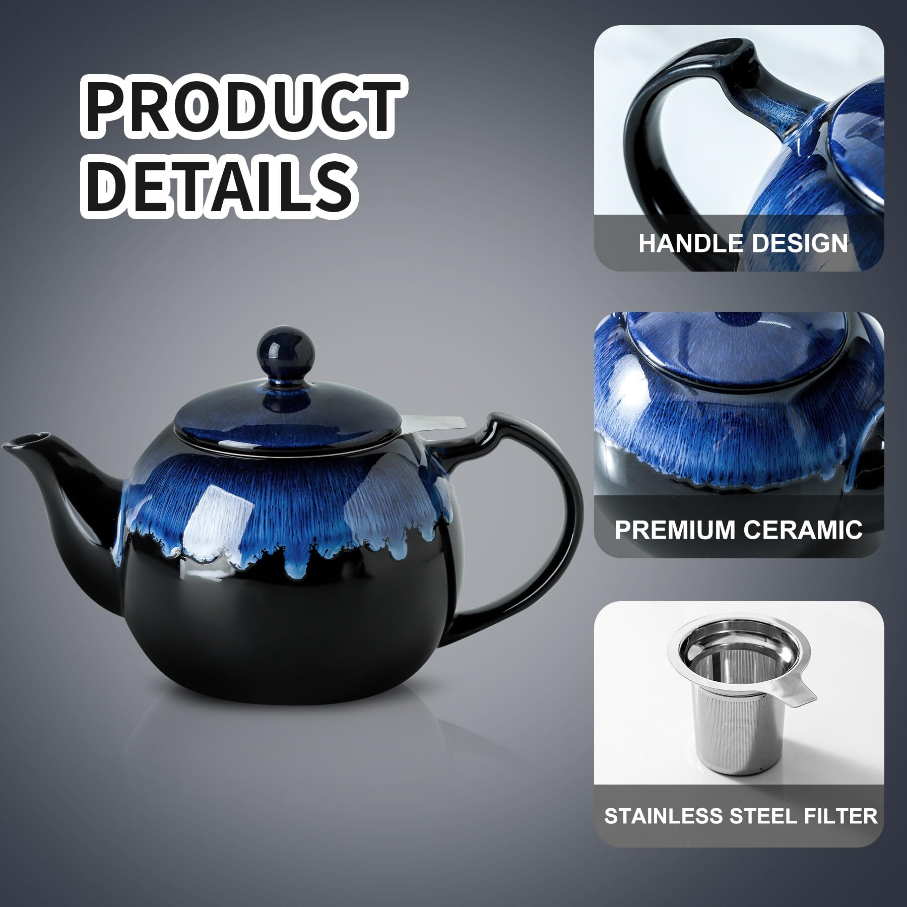 KOOV tea pot 34oz capacity for six cups
