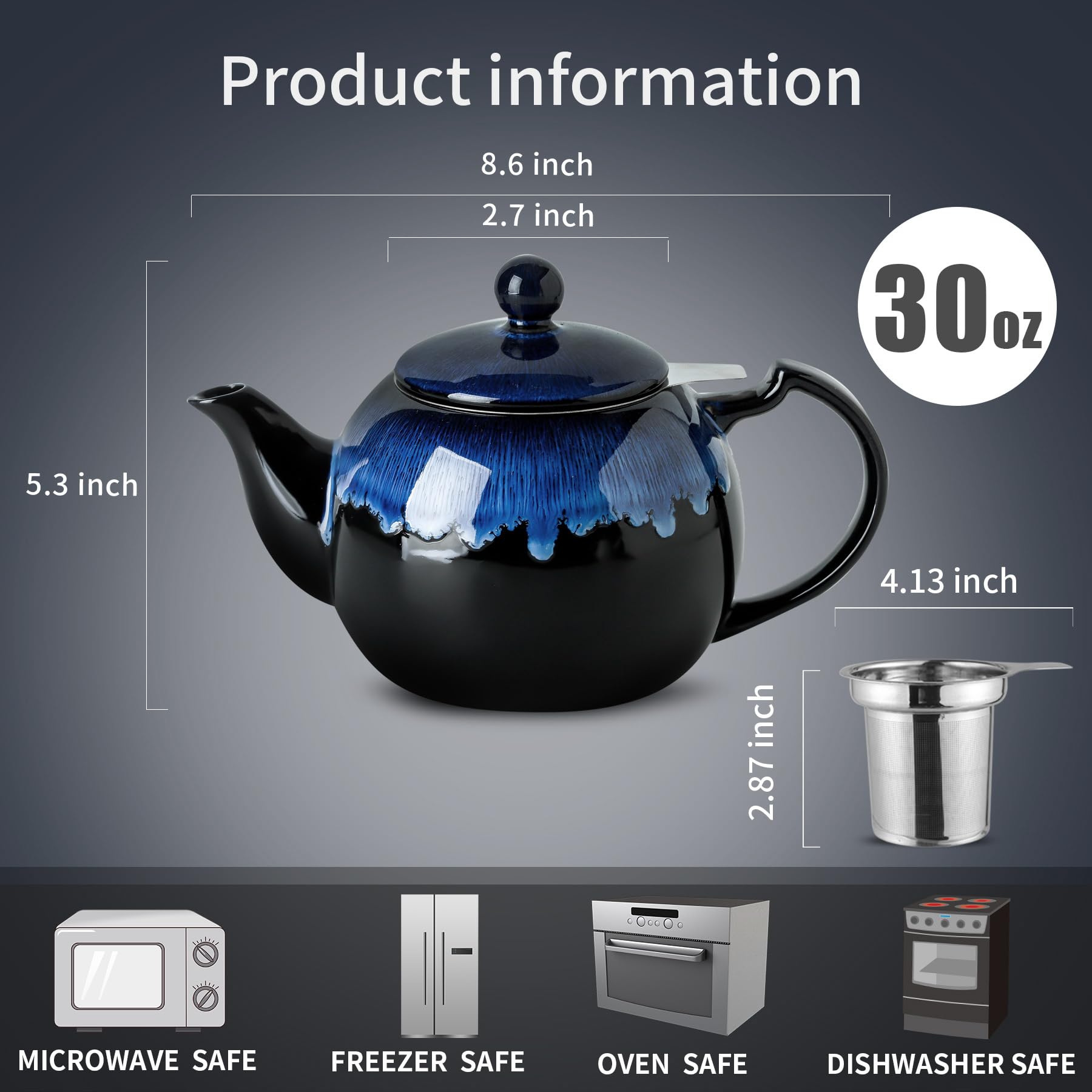 KOOV tea pot stainless infuser ensures even steeping