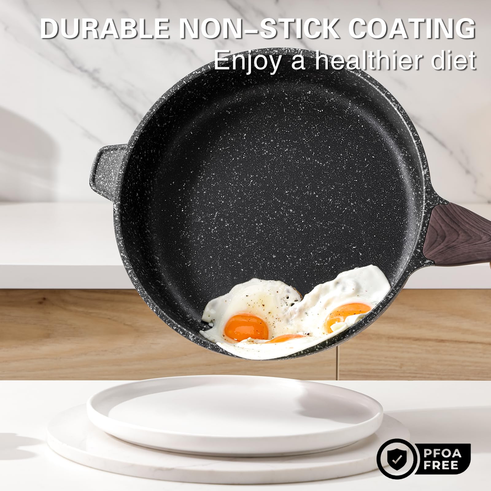 Kordisen 12-inch sauté pan with lid offers even browning and easy monitoring