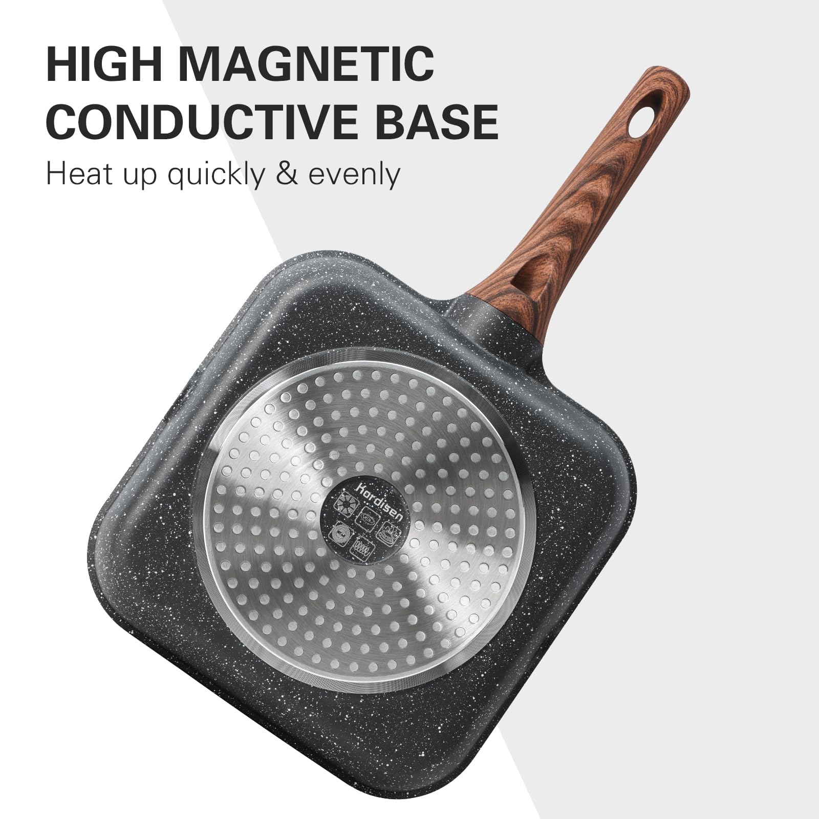 Kordisen induction-ready base delivers uniform heating across the pan.