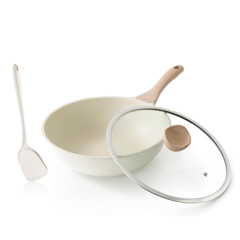 Kordisen wok ceramic coating enables easy, low-oil cooking.