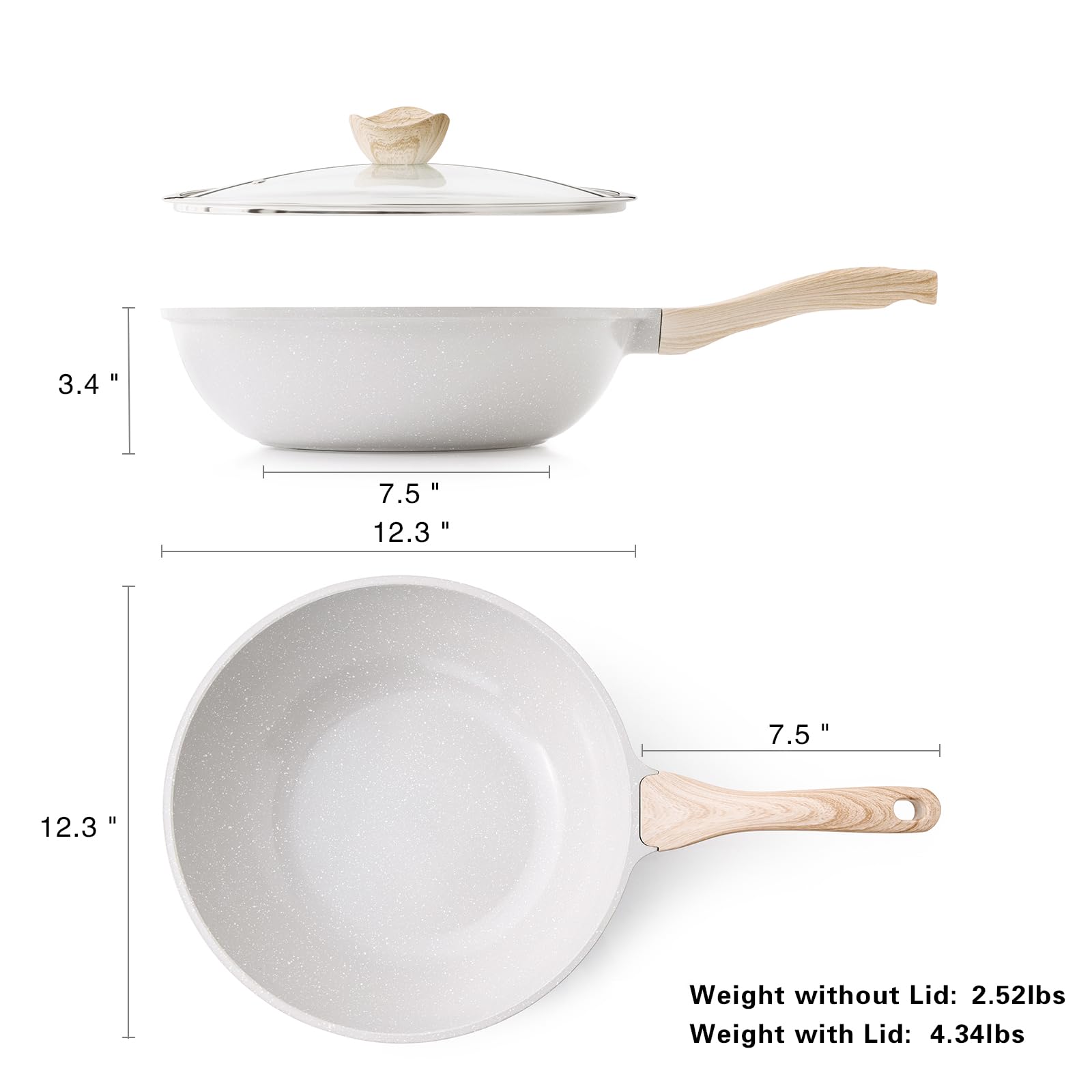 Kordisen wok deep 12-inch pan supports family meals with sauté, boil, and steam