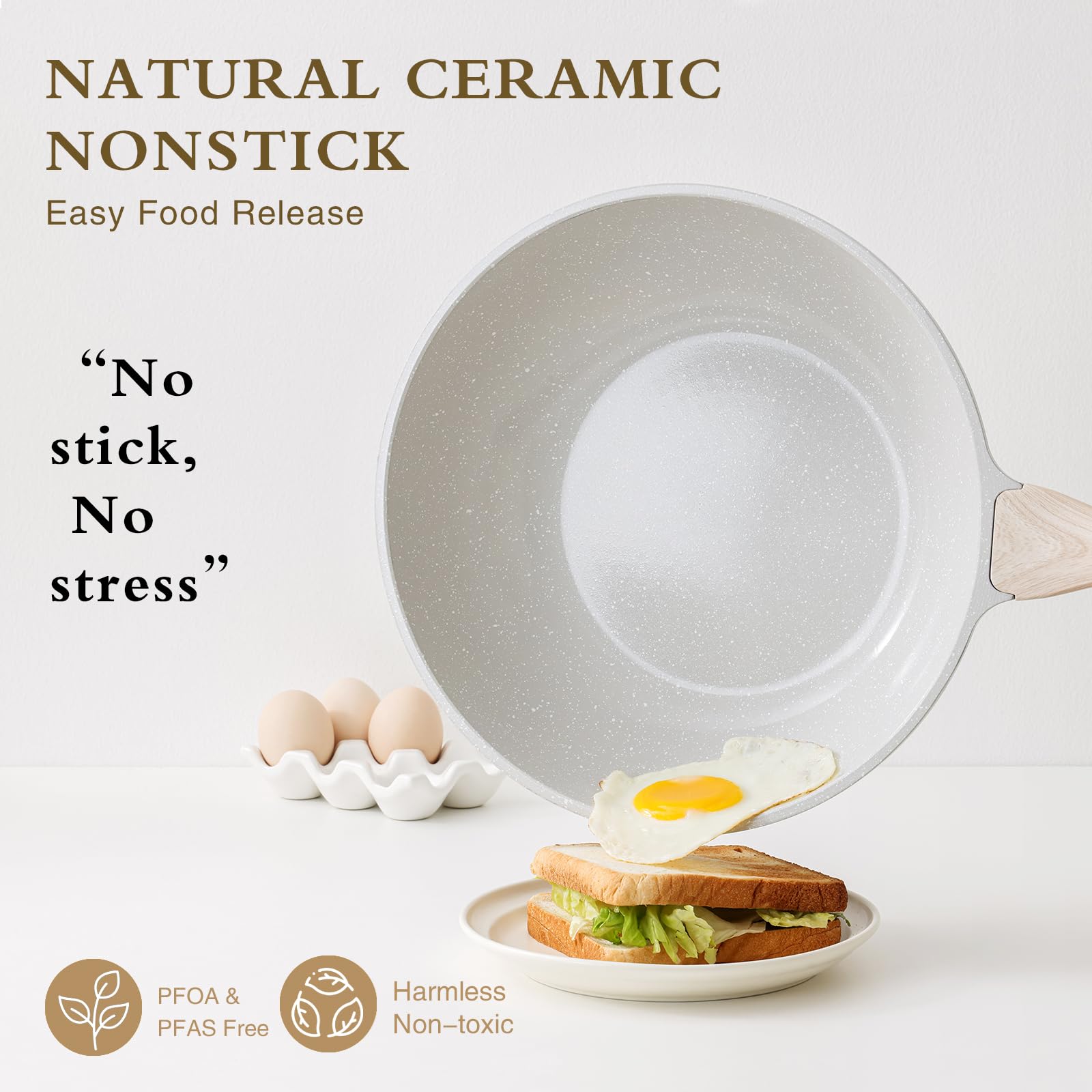 Kordisen wok with inside nonstick coating enables light oil cooking and easy cleanup