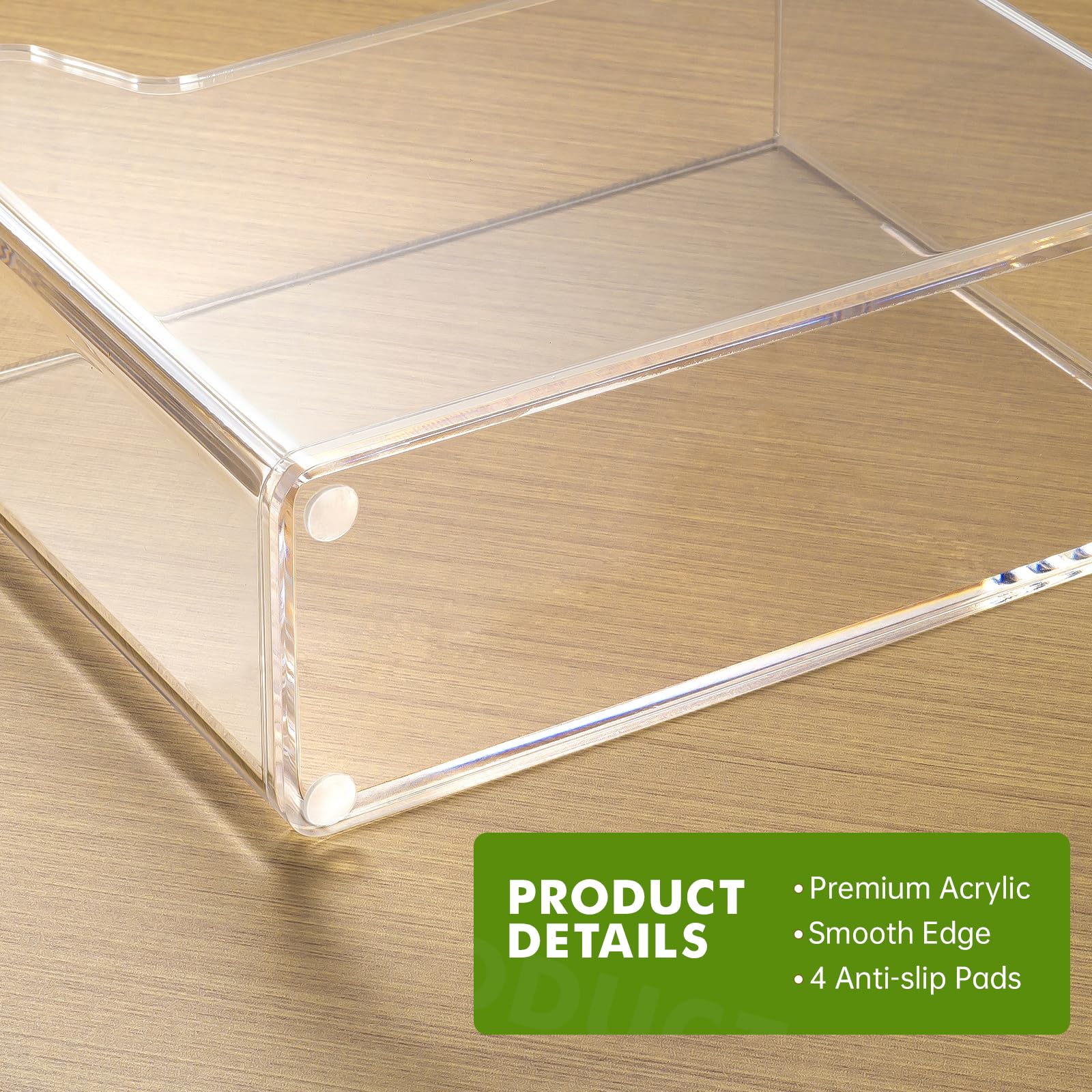 Kordory clear acrylic napkin holder on a kitchen counter keeps napkins tidy.
