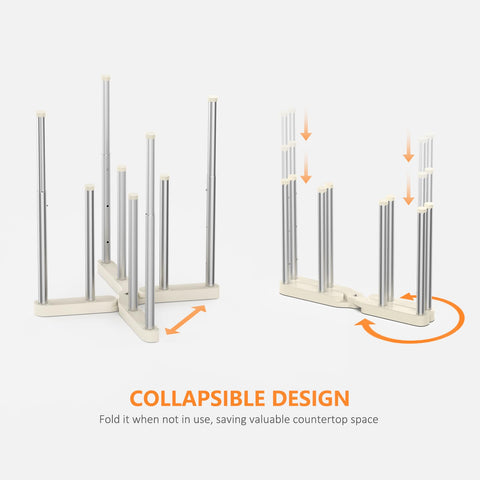 KORRTFID collapsible cup draining rack saves countertop space while drying mugs.