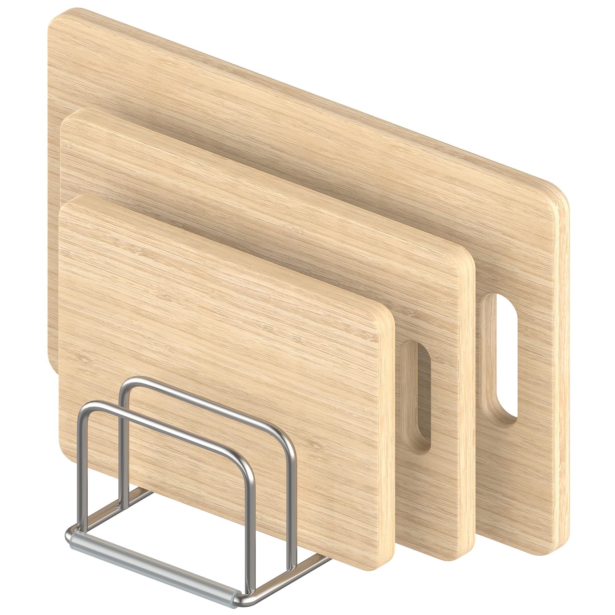 KORRTFID slim design cutting board organizer holds four boards under 1 inch thick