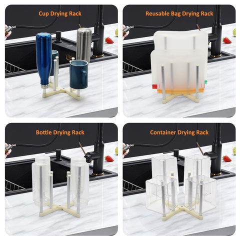 KORRTFID drying rack for mason jars keeps glassware orderly and dry.