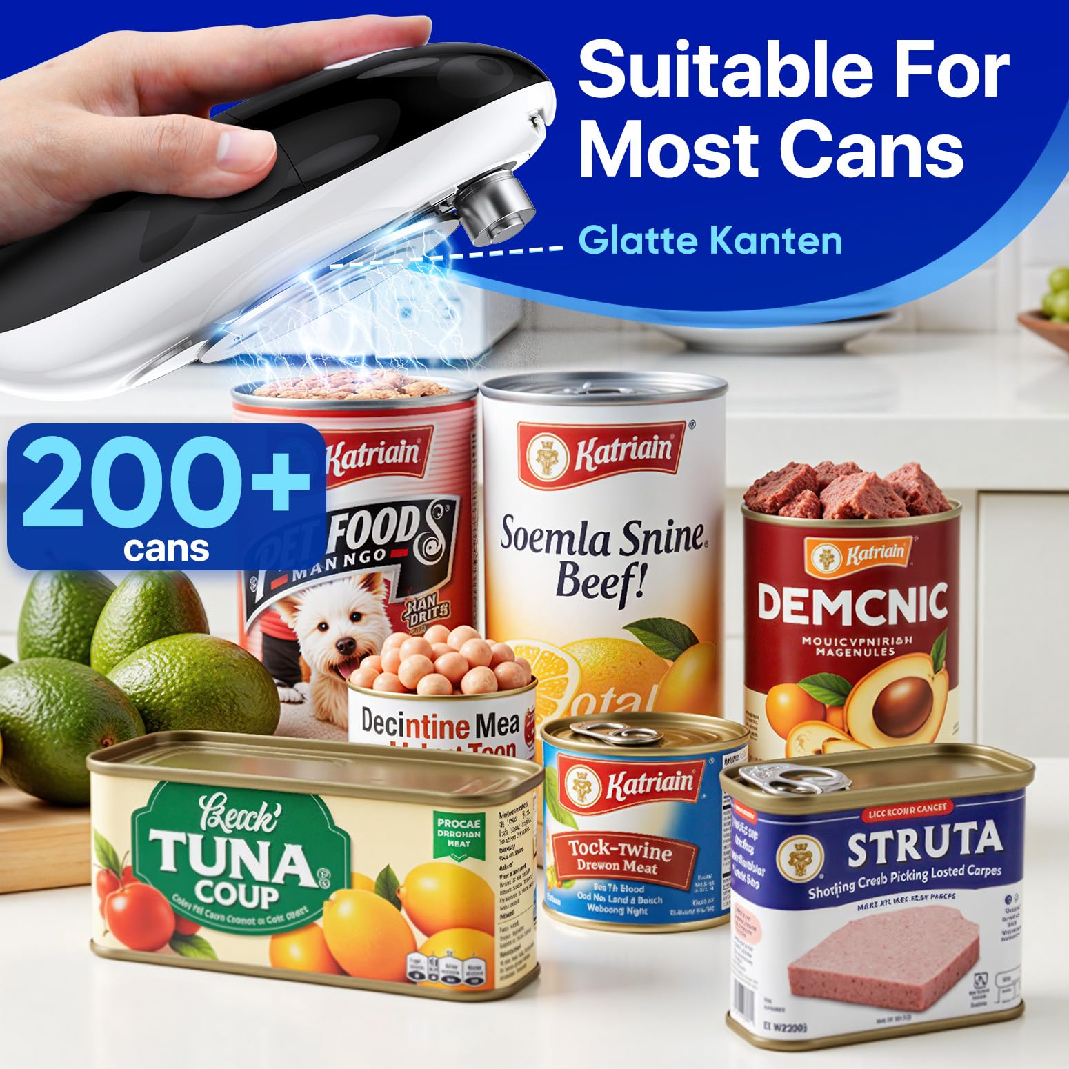 KORSKR electric can opener uses a magnetic lid lift for clean lid removal.