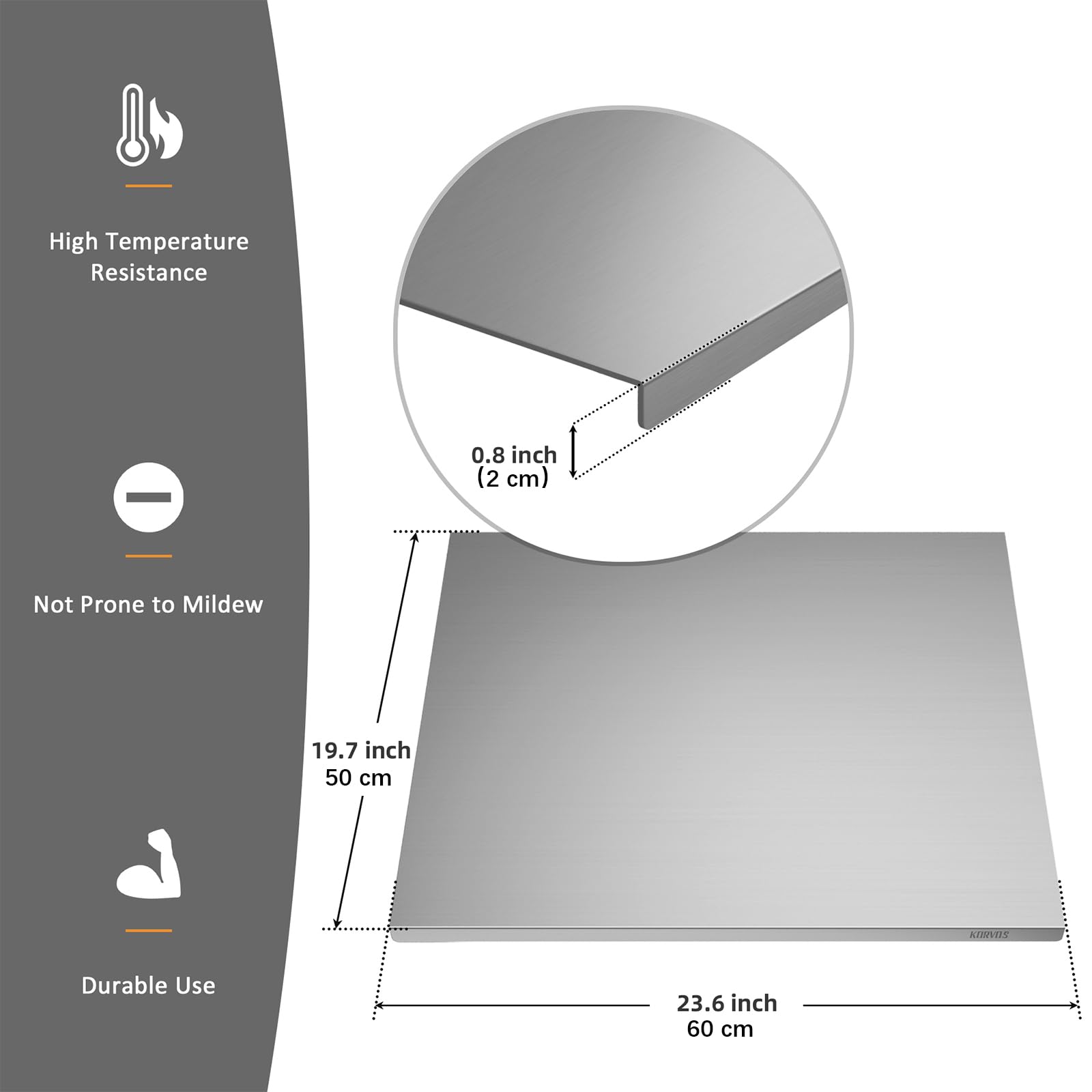 Korvos large cutting board with folded edge for raw vs cooked prep