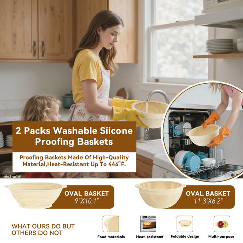 KOSBON round silicone proofing basket – even rise and stable loaf shapes.