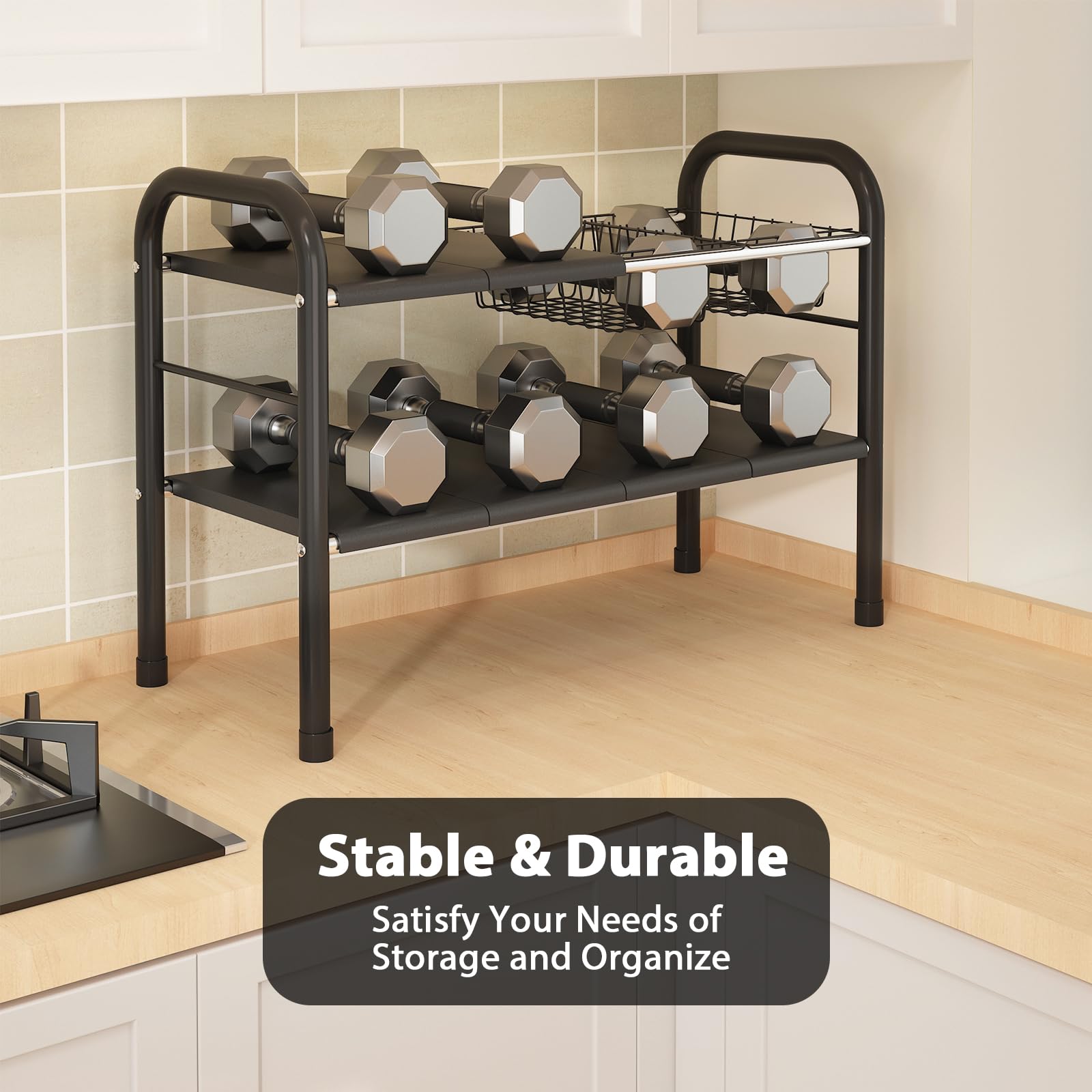 KOSIWU sleek black design blends with modern kitchens and closets.