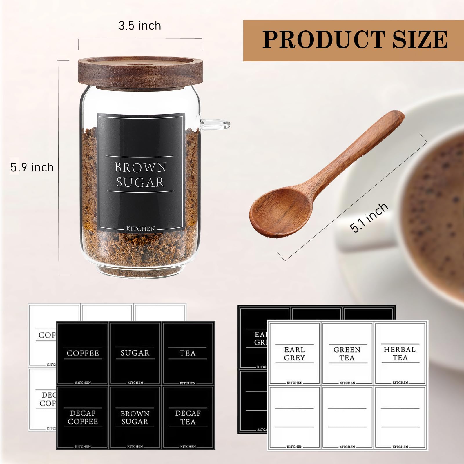 KOSKIMER 25oz glass canister shows contents clearly for quick coffee decisions.