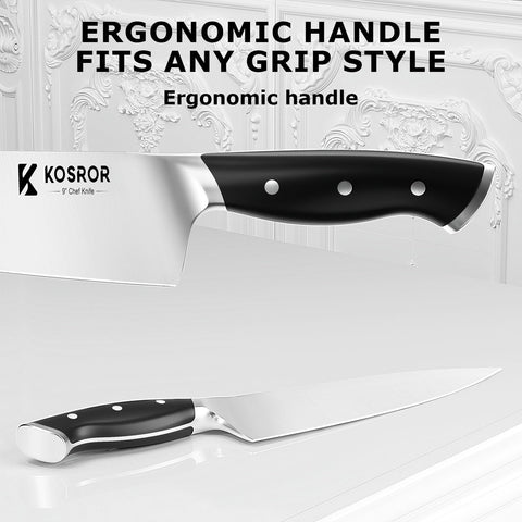 KOSROR ShadowCraft 8-inch bread knife with serrated edge for crusty loaves.