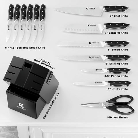 KOSROR ShadowCraft 9-inch chef knife delivers razor-sharp precision for daily cooking tasks.