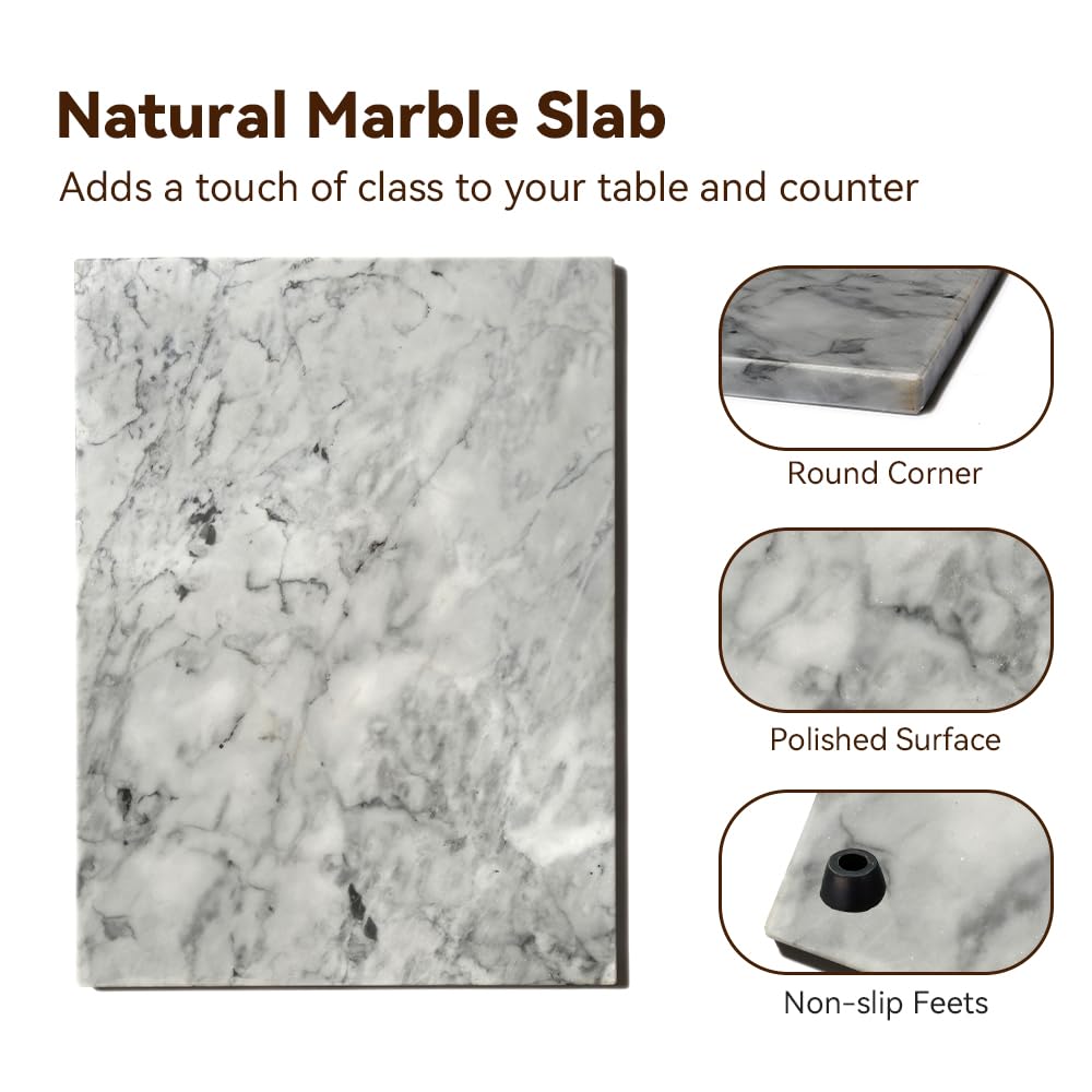 Kota Japan marble pastry board with non-slip feet protects counters