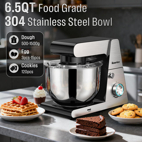Premium splash guard and accessories protect countertops during mixing
