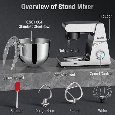 Non-slip base reduces vibration for stable mixing on countertops