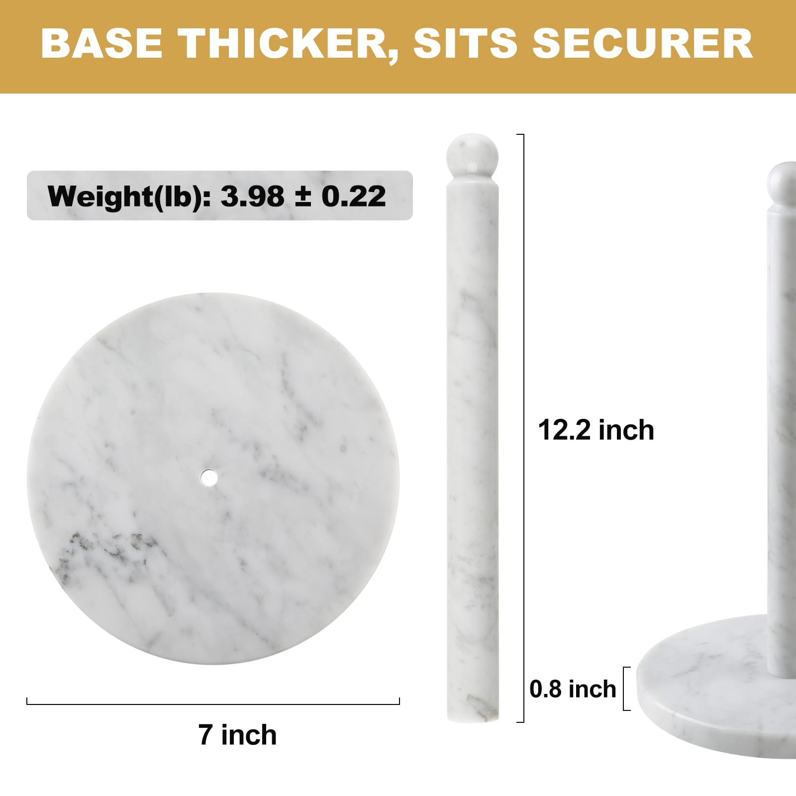 Koville Bianco Carrara marble rod detail showing polished finish